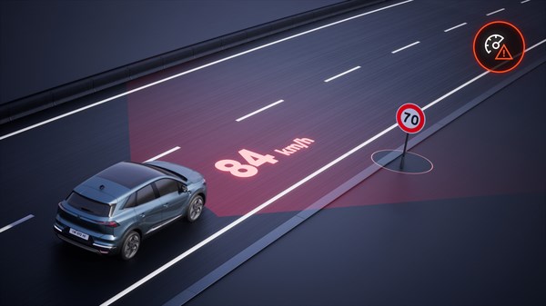 Renault Symbioz E-Tech full hybrid - prepoznavanje saobraćajnih znakova sa upozorenjem na brzinu