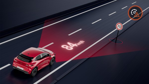 prepoznavanje saobraćajnih znakova sa ​​upozorenjem na brzinu - Renault Clio